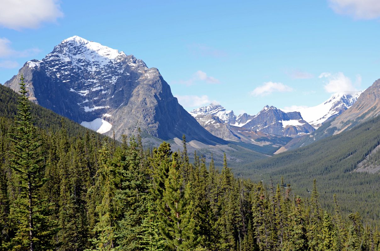 02 Astoria River Valley From Edith Cavell Road With Throne Peak, Mount Erebus, Outpost Peak, McDonnell Peak and Bennington Peak